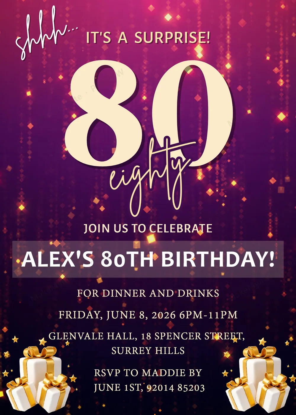 80th Birthday English — Birthday invitation design, Pan-Indian