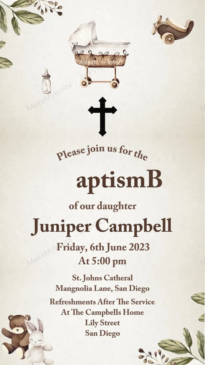 Baptism — Naming ceremony invitation design, Pan-Indian
