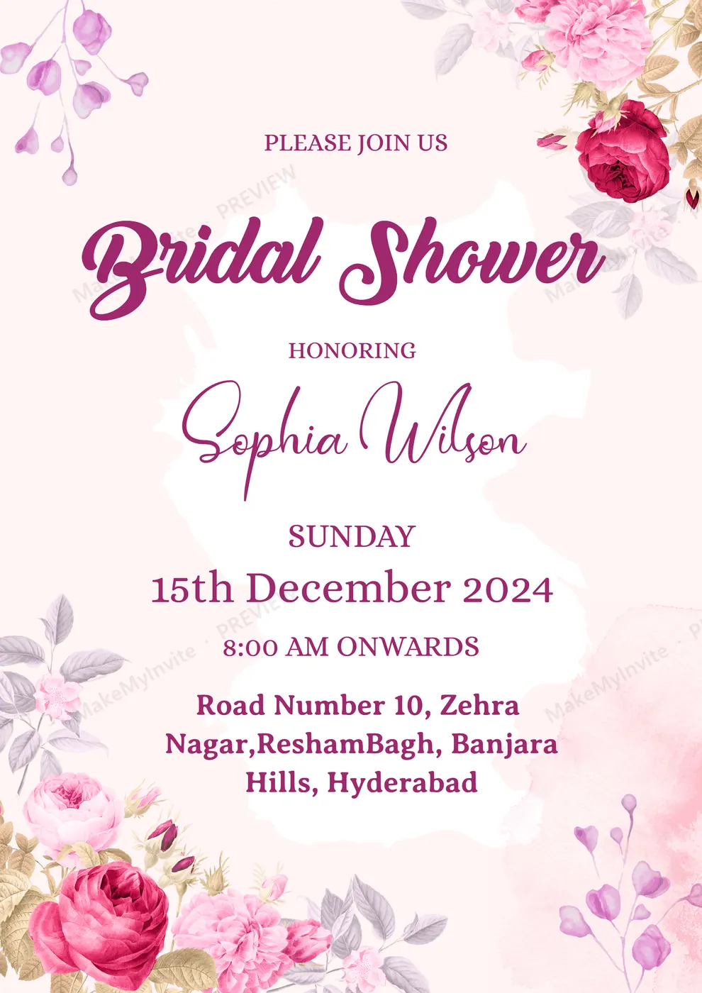 Bridal Shower Floral Light — Bridal shower invitation design, Pan-Indian