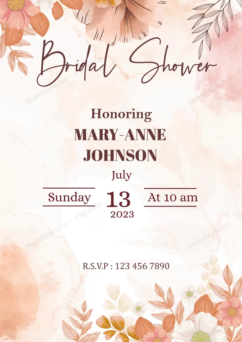 Bridal Shower Floral — Bridal shower invitation design, Pan-Indian