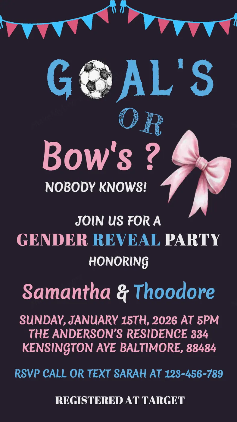 Football Gender Reveal ( — Gender reveal invitation design, Pan-Indian