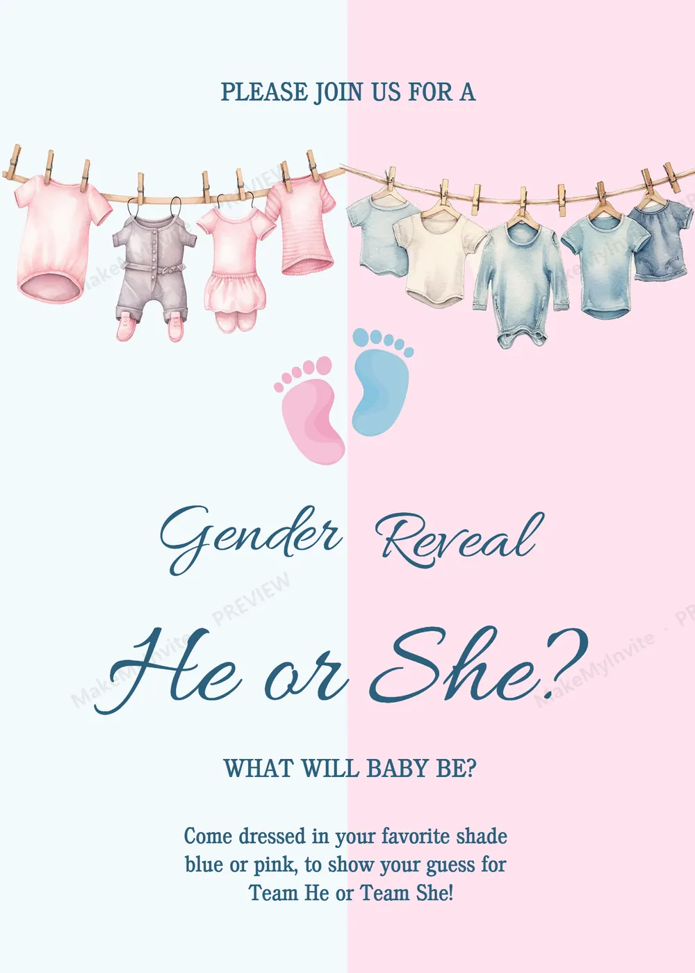 Gender Reveal III — Gender reveal invitation design, Pan-Indian