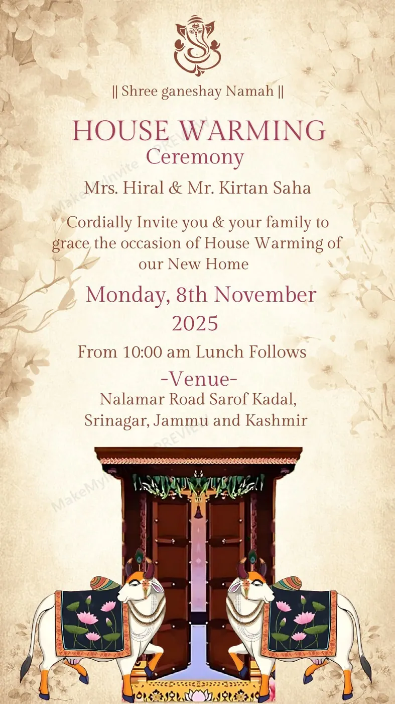 Indian House Warming — Griha pravesh invitation design, Pan-Indian