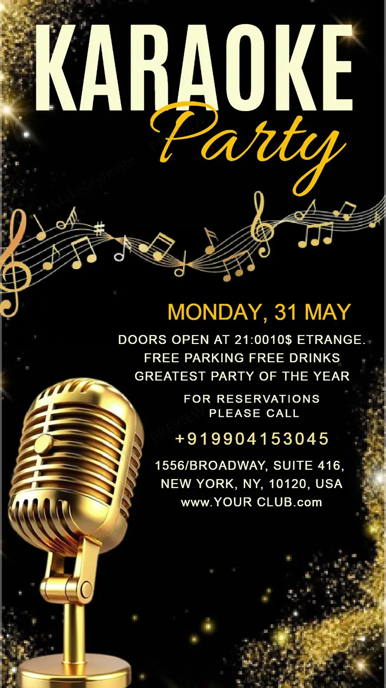Karaoke Party English — Party invitation design, Pan-Indian