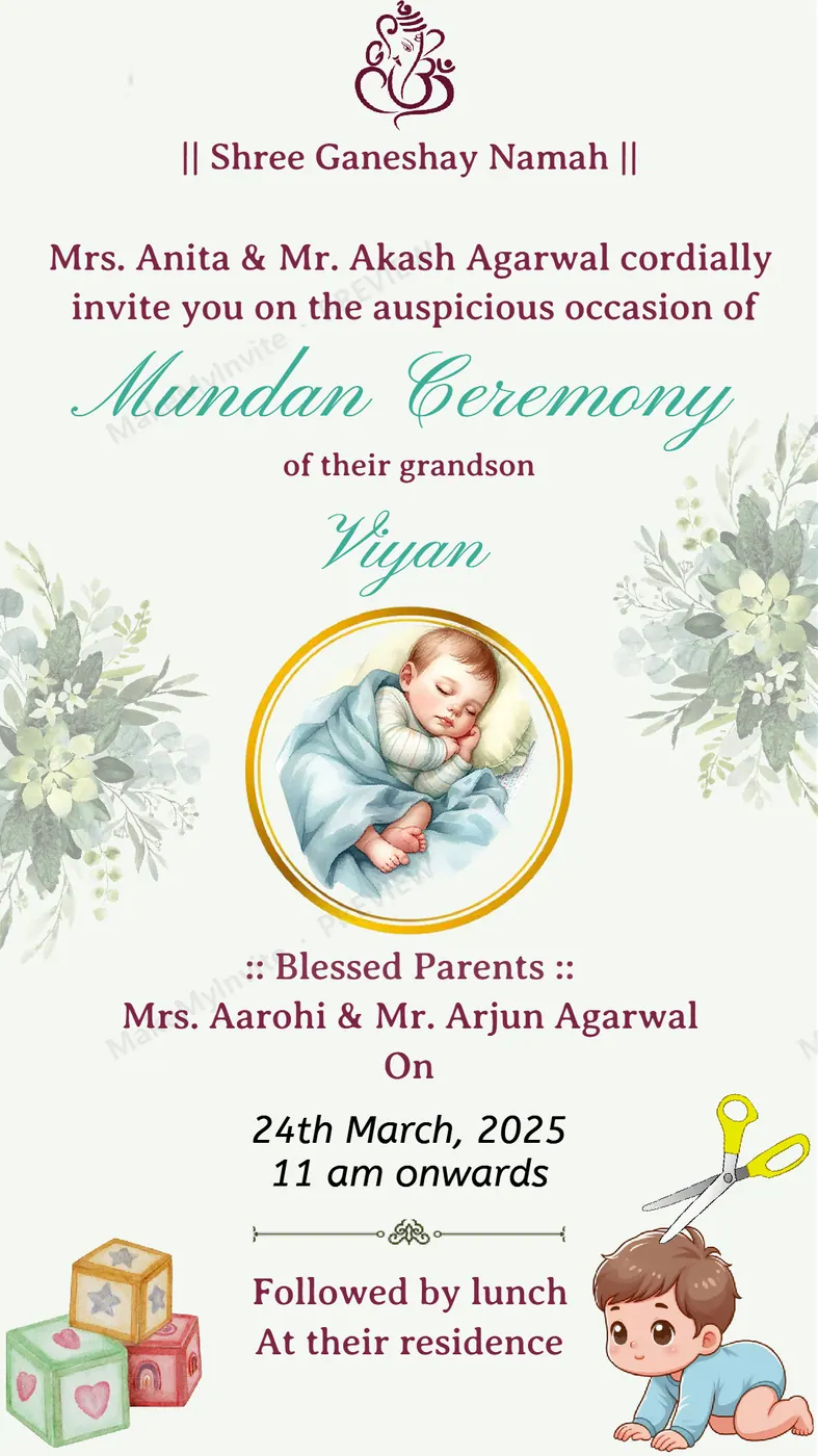 Mundan Ceremony — Mundan invitation design, Pan-Indian