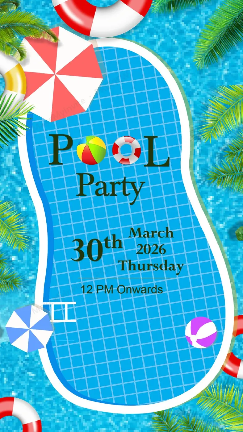 Pool Party Crad — Party invitation design, Pan-Indian