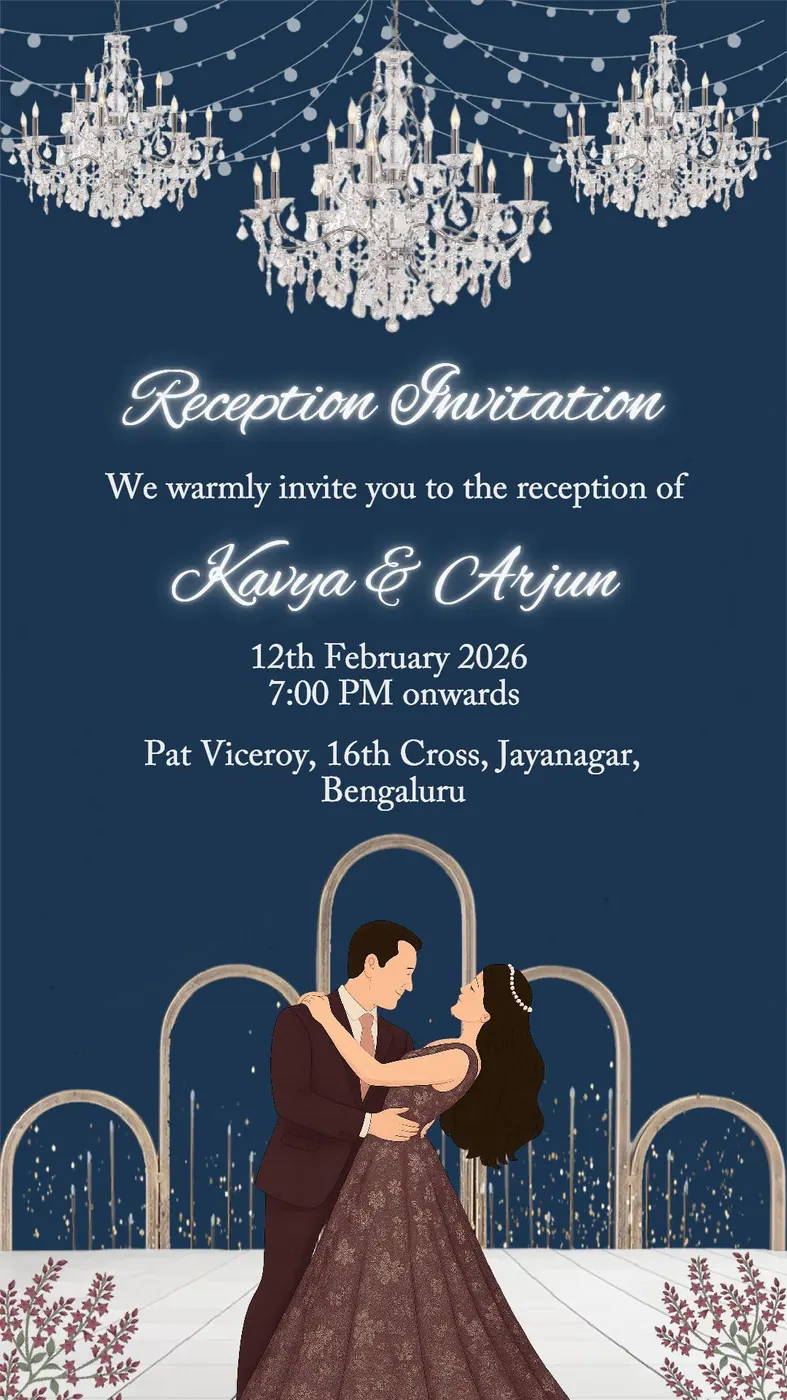 Chandelier Waltz — Reception invitation design, Pan-Indian