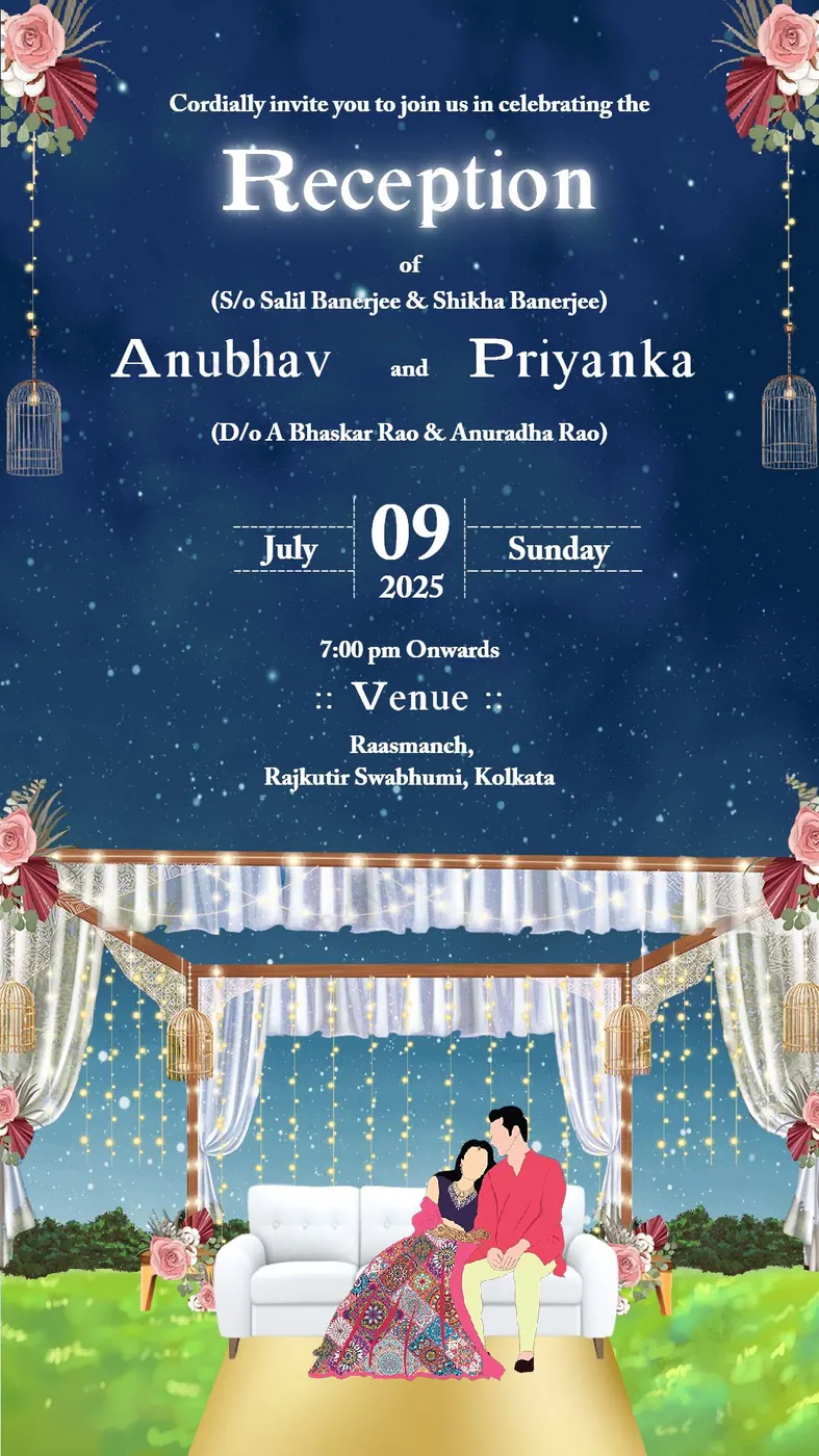 Starlit Mandap — Reception invitation design, Pan-Indian