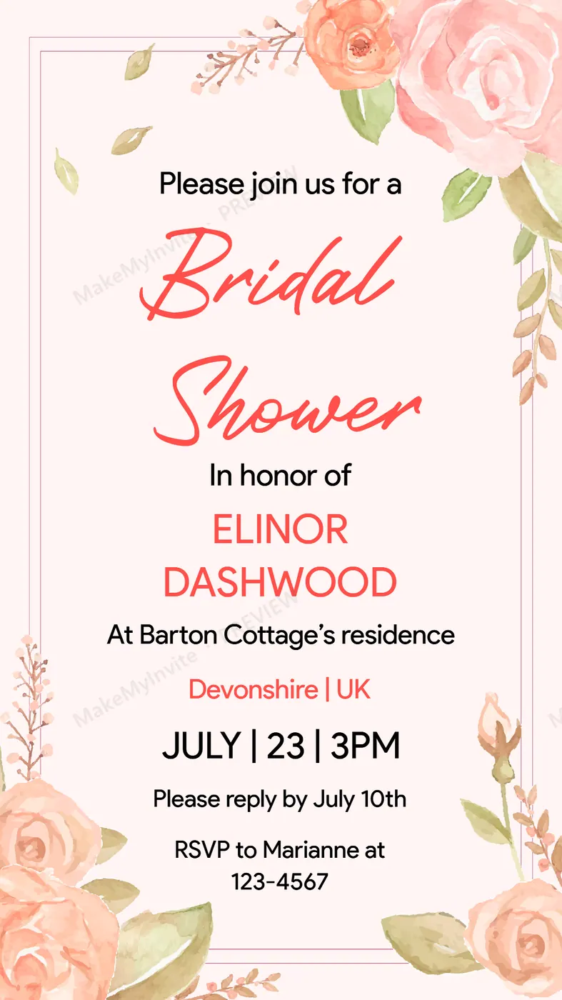 Simple Bridal Shower — Bridal shower invitation design, Pan-Indian