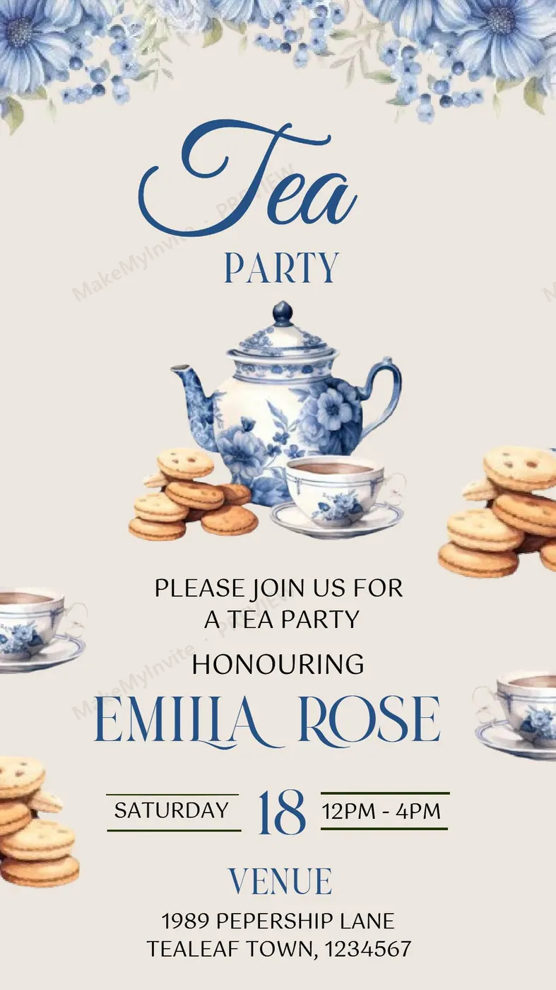 Tea Party — Party invitation design, Pan-Indian