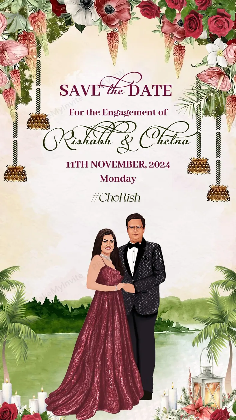 Traditional Touch Save — Save the date invitation design, Pan-Indian