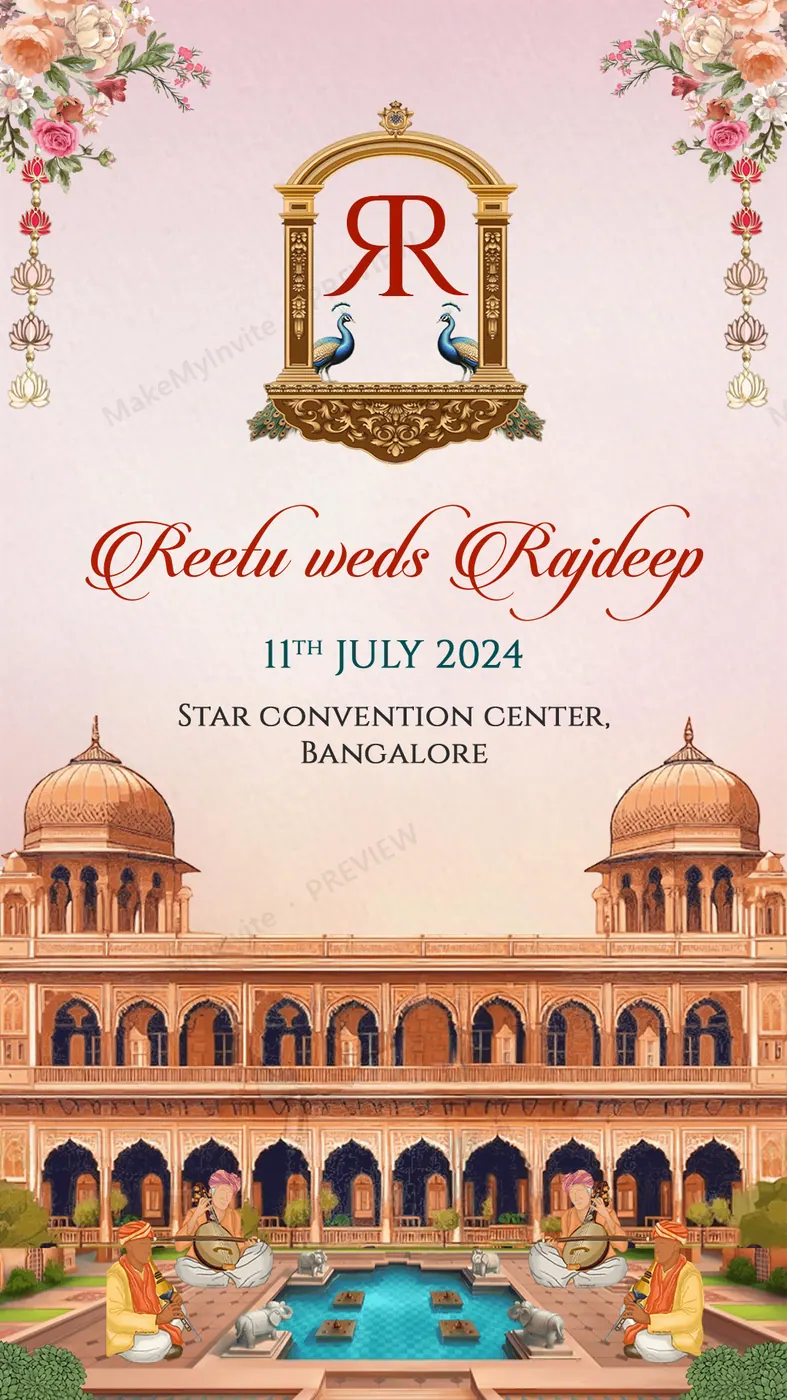 Rose Courtyard — Wedding invitation design, Pan-Indian