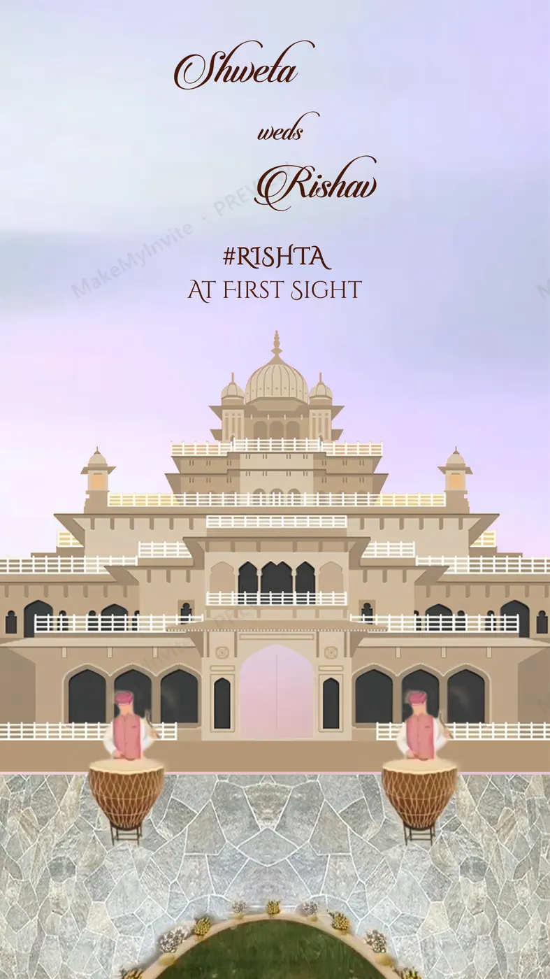 Lilac Mahal — Wedding invitation design, Rajasthani