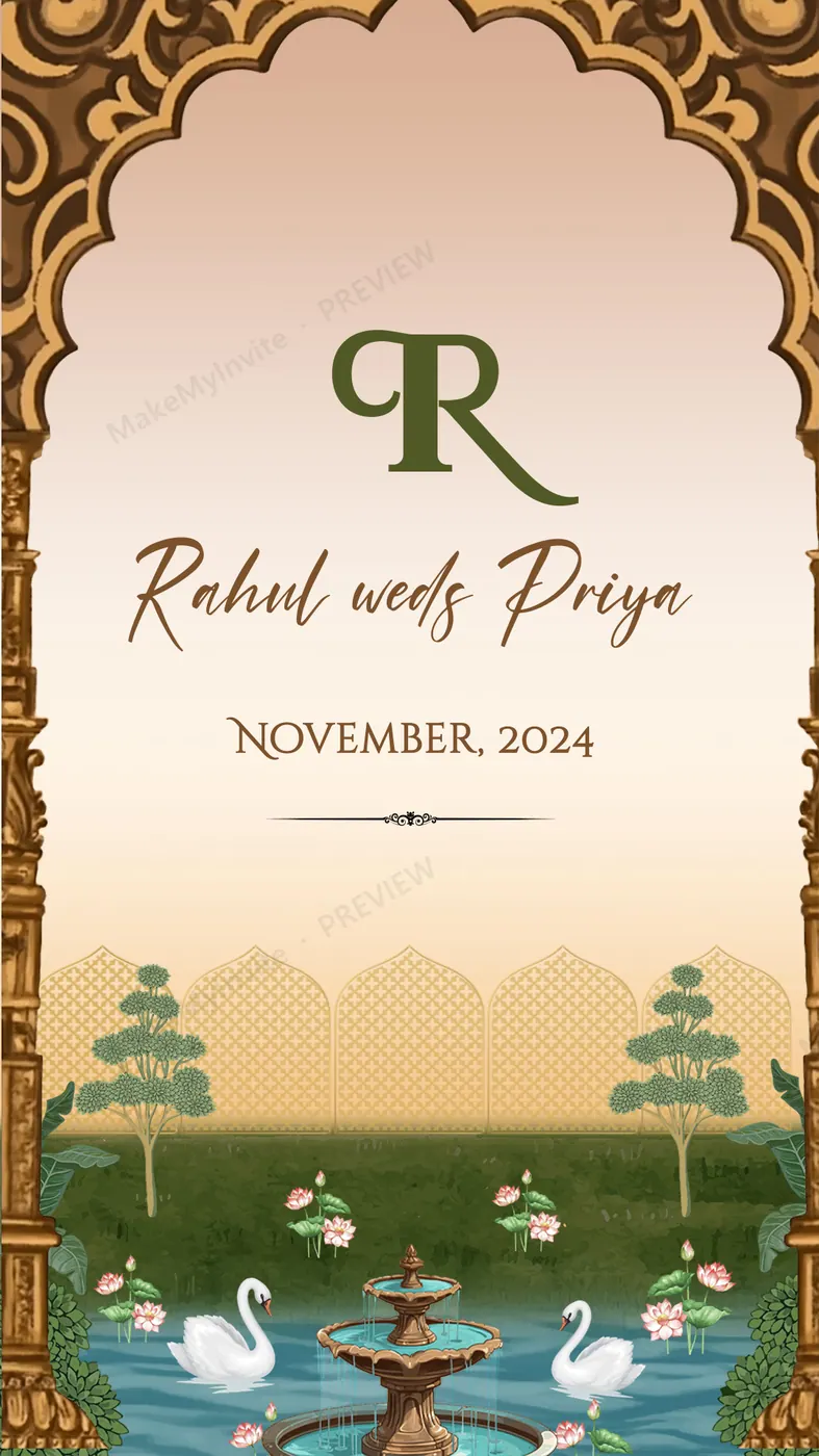 Swan Garden — Wedding invitation design, Pan-Indian
