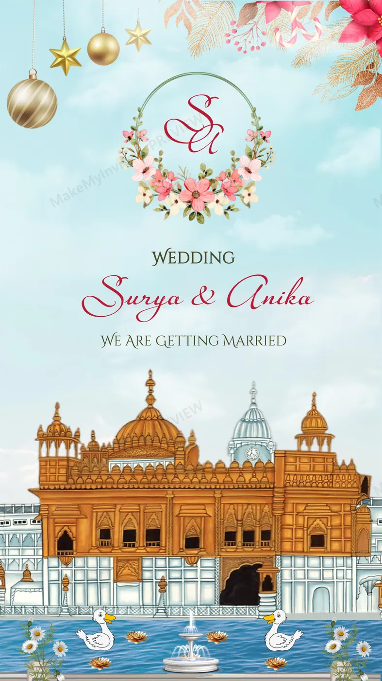 Harmandir Sahib — Wedding invitation design, Sikh