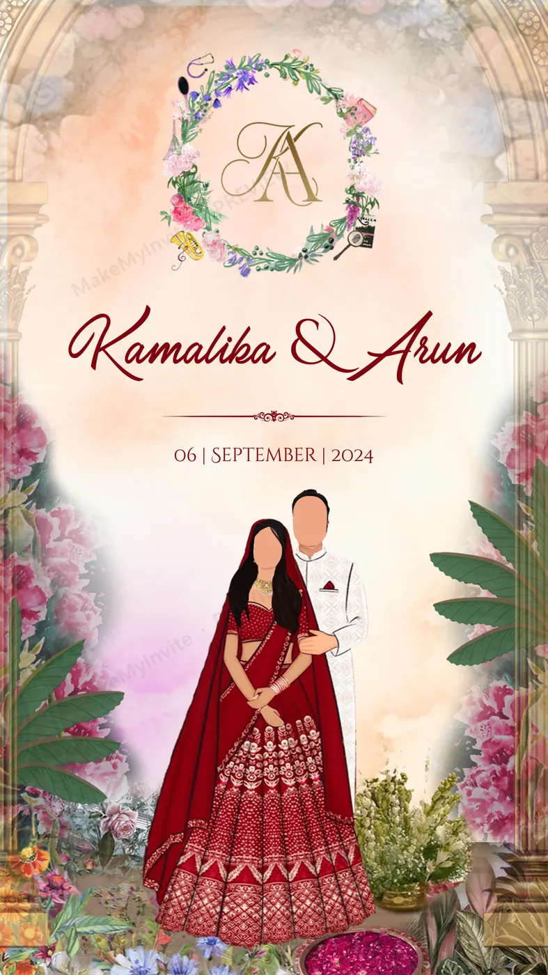 Blush Portrait — Wedding invitation design, Pan-Indian